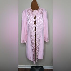 Vintage KB Pink Embroidered Bedazzled Open Front Blazer
